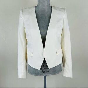 H&M Chic Womens SZ 10 Blazer Jacket Front Faux Pockets Lined Open Style Stretch
